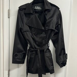 Lisa International Sleek Black Trench Coat